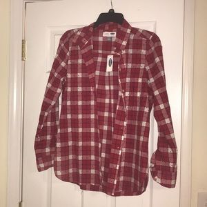 Plaid button down top